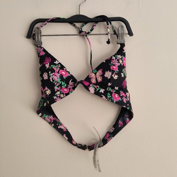 Victoria's Secret Multicolor Floral Triangle Halter Bikini Swim Top Medium - Picture 1 of 4